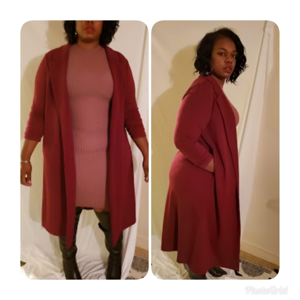 Burgundy trench style Jacket 3/4